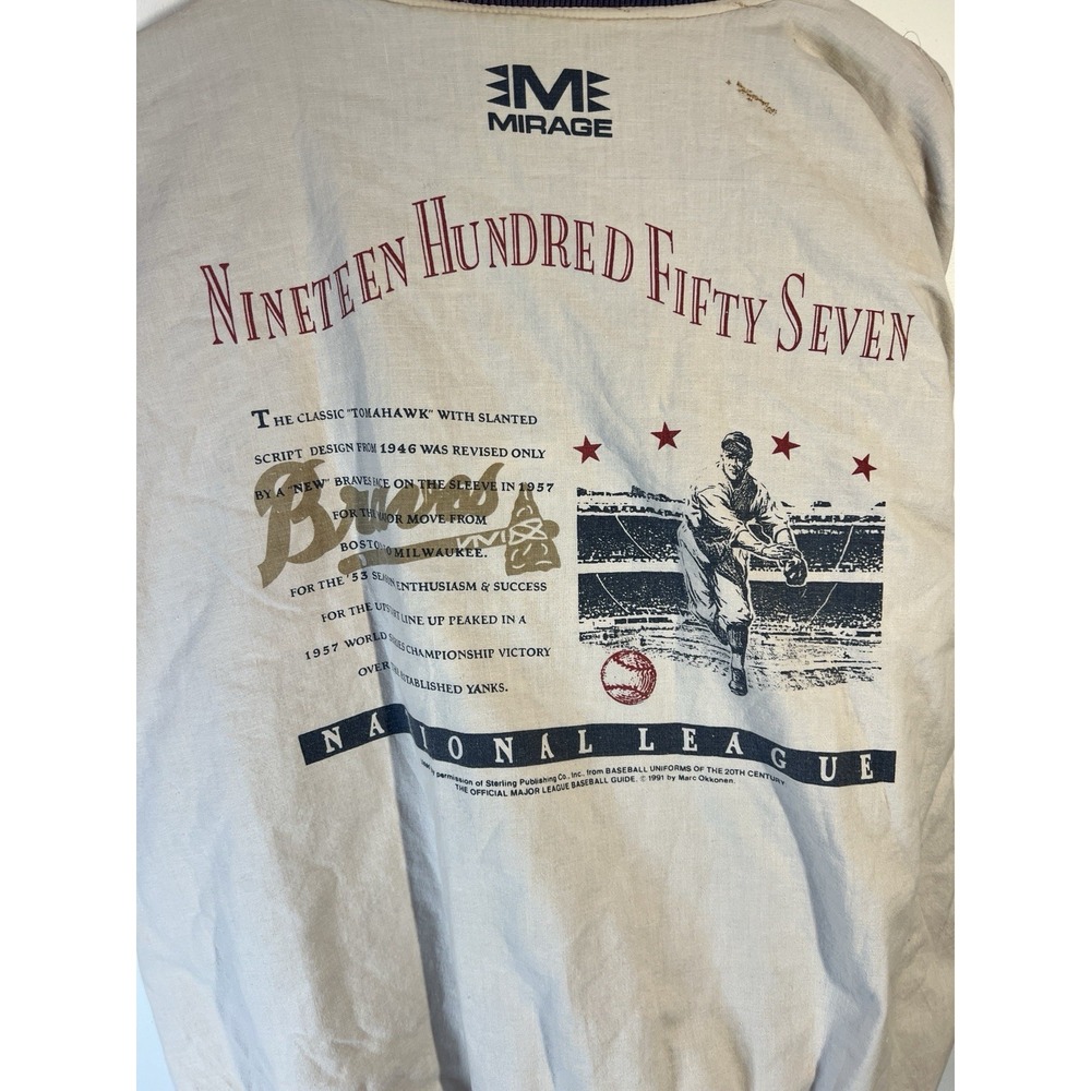 Vintage 90s Mirage Atlanta Braves Cooperstown Reversible Bomber Jacket MLB XL - Picture 11 of 11